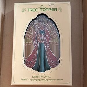 Hallmark Christmas Angel playing mandolin   Acrylic Tree Topper, 1979 vintage